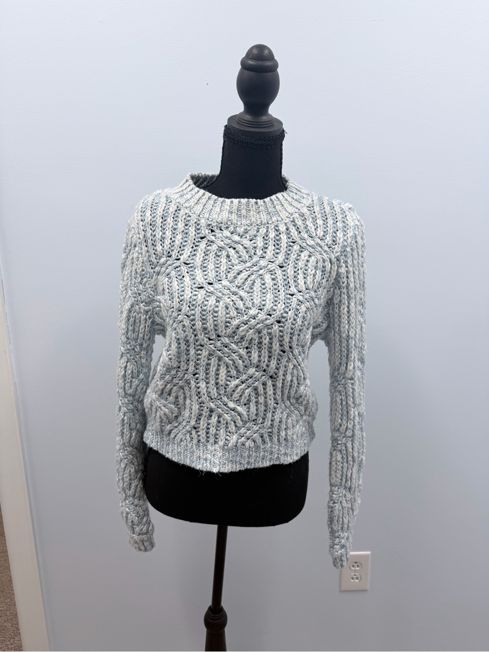 Garage Light blue Cable-Knit Crewneck Sweater
